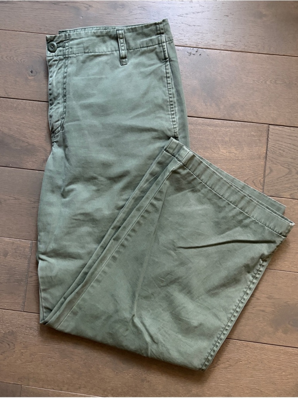 J. Crew Wide-Leg Chino Pants in Olive Green
